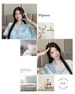 Women's padded pajamas spring and summer three-piece silk home clothes can be worn outside