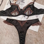 MOYISU Parisian Lingerie Set | Chantilly Lace & Mesh Cutouts | EU 85B Support | Effortless French Slimming Underwire Sexy Bras