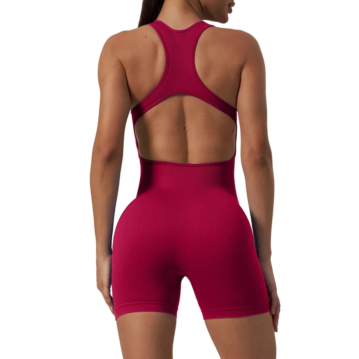 Seamless Yoga Jumpsuit Sleeveless Shorts One Piece Yoga Suit Sexy Cutout Backless Top Women Playsuit Gym Summer Workout Clothes