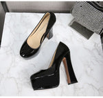 2022 New Model Catwalk Show 14CM High Heels Women's Banquet Party Round Toe Wear Single Shoes Large Size Women's Shoes 35-46