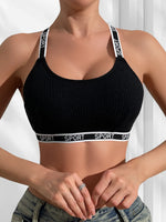 1pcs Letter Decor Sexy Women Ribbed Bras Breathable Comfortable Camisole Female Fashion Underwear Athletic Vest Sexy Lingerie