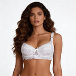 White Lace Underwire Bra for Women Plus Size Push Up Adjustable Straps 4 Hook Back Closure Daily Lingerie