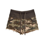 New American Style Camouflage Shorts Washed Frayed Drawstring Elastic Waist Patchwork Sexy Bodycon Hot Pants Shorts Elegant IHOH