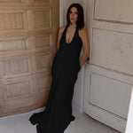 FDYOUI 2026 Summer Backless Ruched White Long Maxi Dress for Woman Elegant Sexy Halter Sleeveless Loose Evening Party Dresses