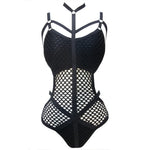 XS - 5XL Plus Size One Piece Swimsuit Female Women Bather Bathing Suit Swim Sheer Knit Fish Net Mesh Large Size Swimwear K536C