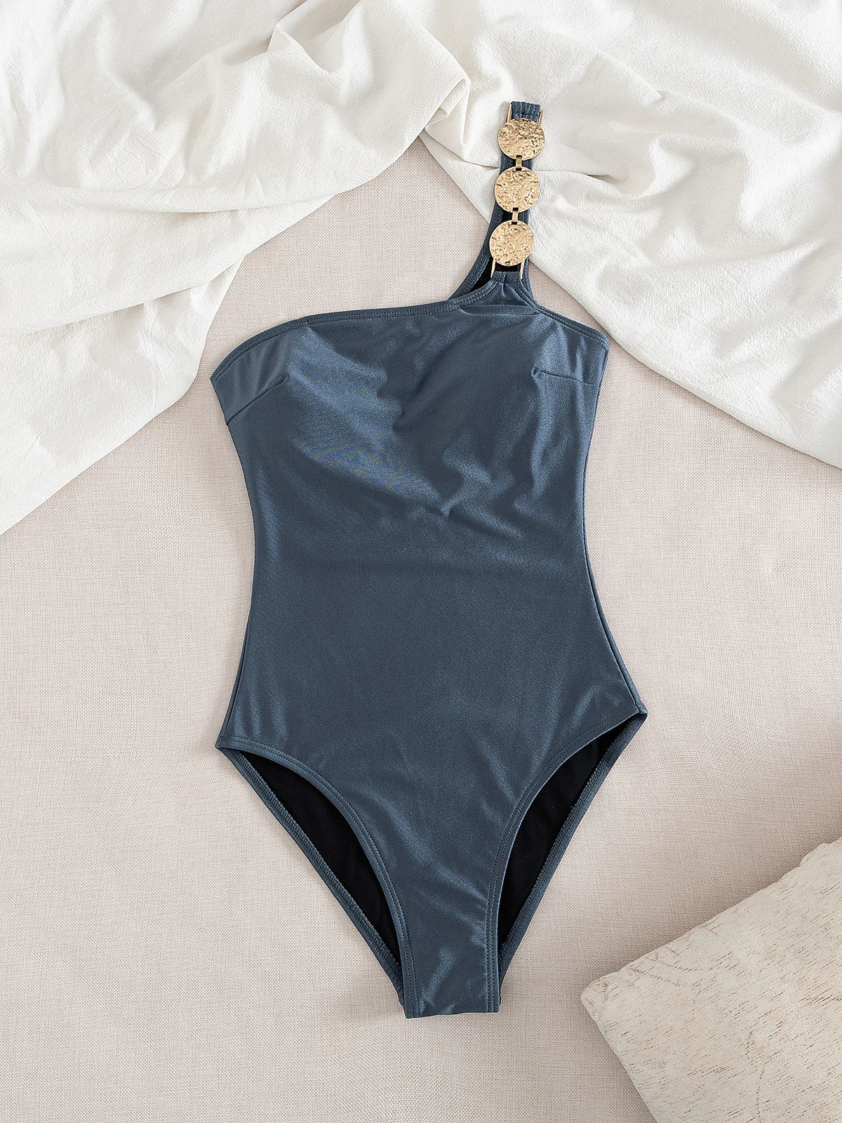 Sexy Woman Swimsuit Summer Set Female Biquini Ladies Swimwear 2026 New Shiny One-Shoulder Backless One Piece For Vacation