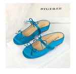 BIGTREE Satin Bow With One Strap With Shallow Mouth Half-Tugging Women's Hollow Inner Heightened Round-Head Sandals Comfortable