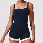 Women's Seamless Yoga Jumpsuit - Quick-Dry Color Block Naked Feel Bodysuit & Cut-Out Backless Straps for Running Fitness Workout