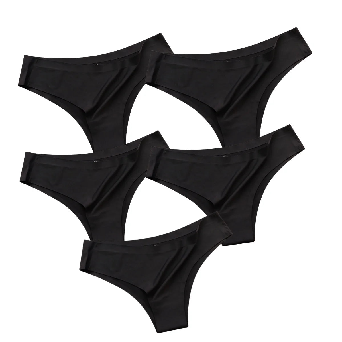 5PCS/Set Panties Women Seamless Underwear Low Rise Female Underpants Glossy Solid Color Briefs Comfort Invisible Underwear