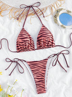 Sexy Leopard Bikini 2025 Halter Swimsuit Women String Swimwear Female Micro Bikini Set Brazilian Bathing Suit Push Up Swim Wear