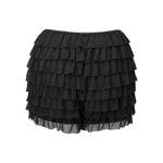 Women’s Layered Ruffle Bloomers Fashion Low Waist Bow Front Solid Color Shorts Casual Summer Mini Shorts