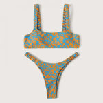 2 Pcs/Set Lady Swimwear Set Leopard Print Quick Dry Women Bathing Suit Slim Fit Wireless Summer Bikini Set For Beach