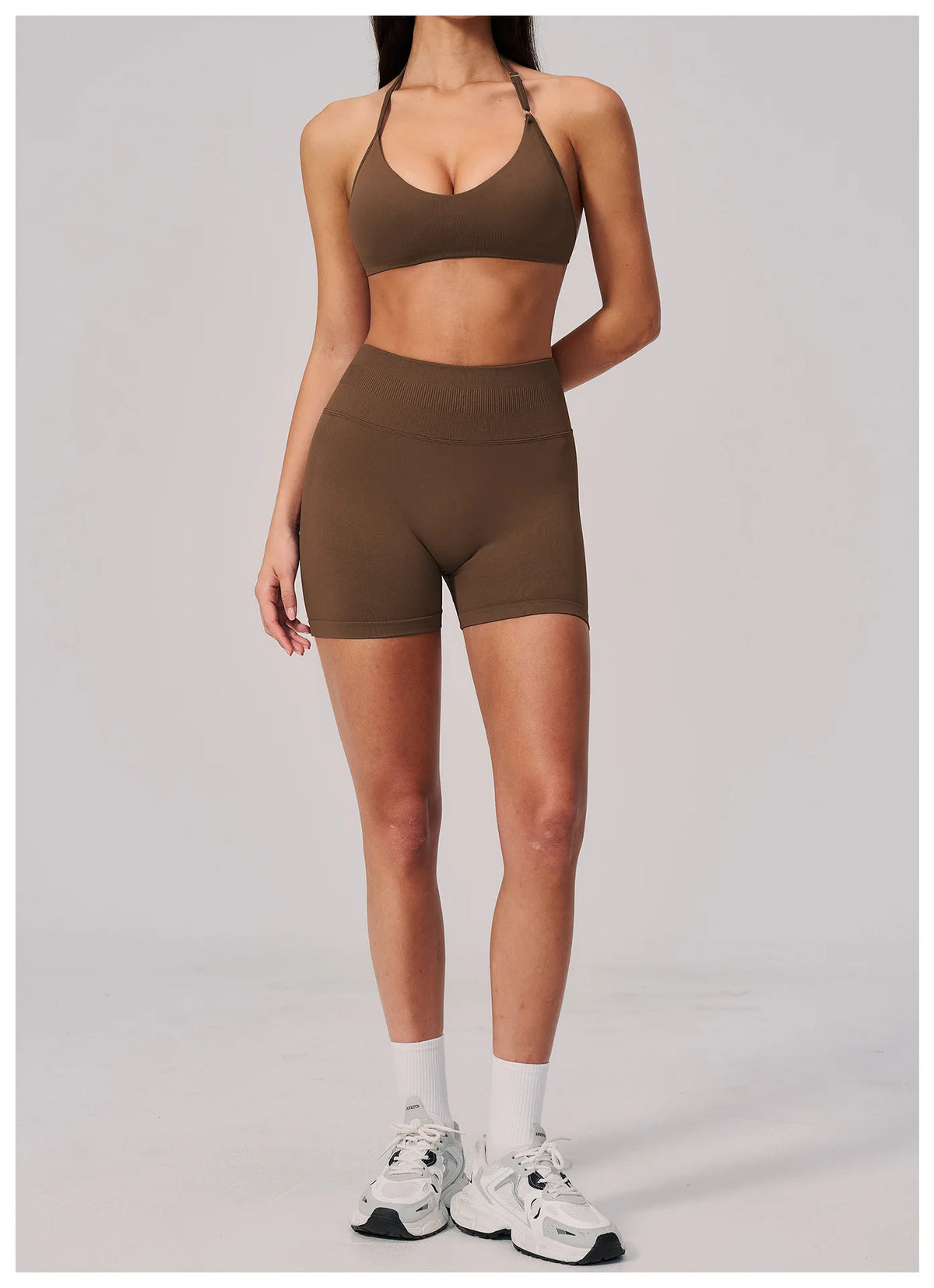 2 Pieces Seamless Yoga Sets Women Solid Color Sports Bra Tight Fitting Peach Buttocks Shorts Fitness Suit Gym Running Tracksuit
