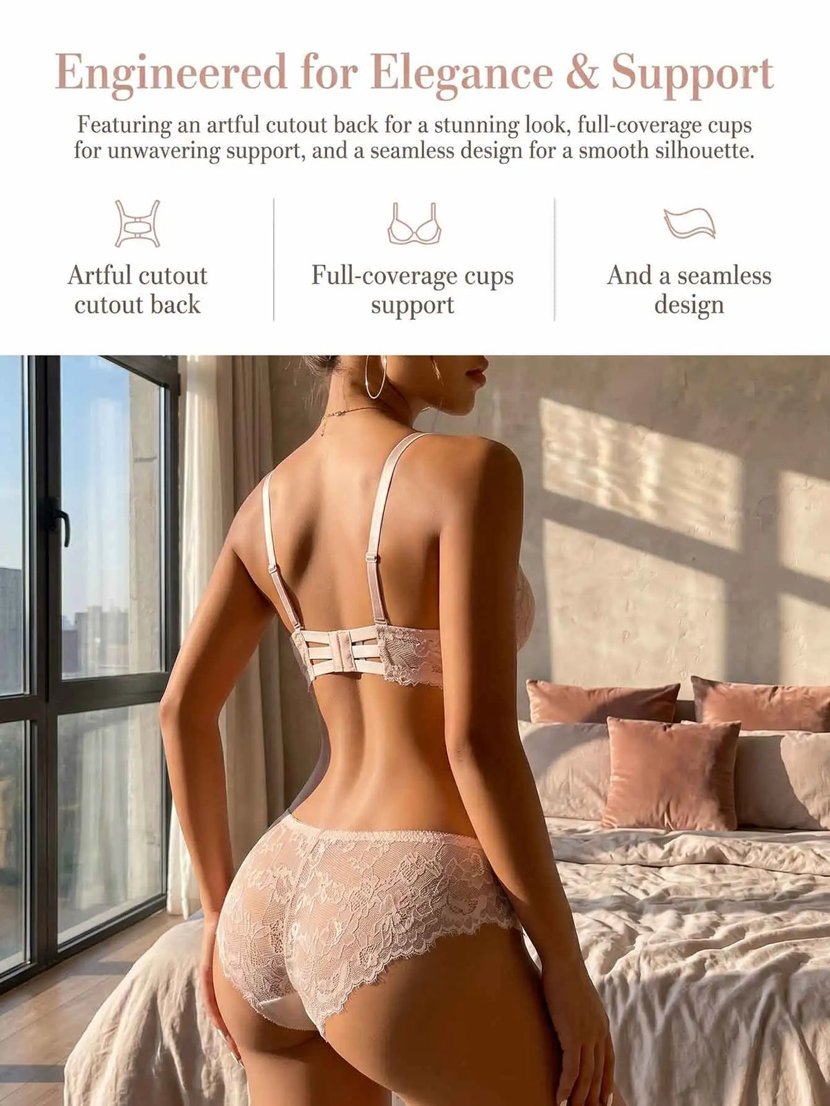 Women's Eyelash Lace Bra Set Criss Cross Straps Sexy Push Up Underwear Elegant Feminine Lingerie set Sleepwear B2333