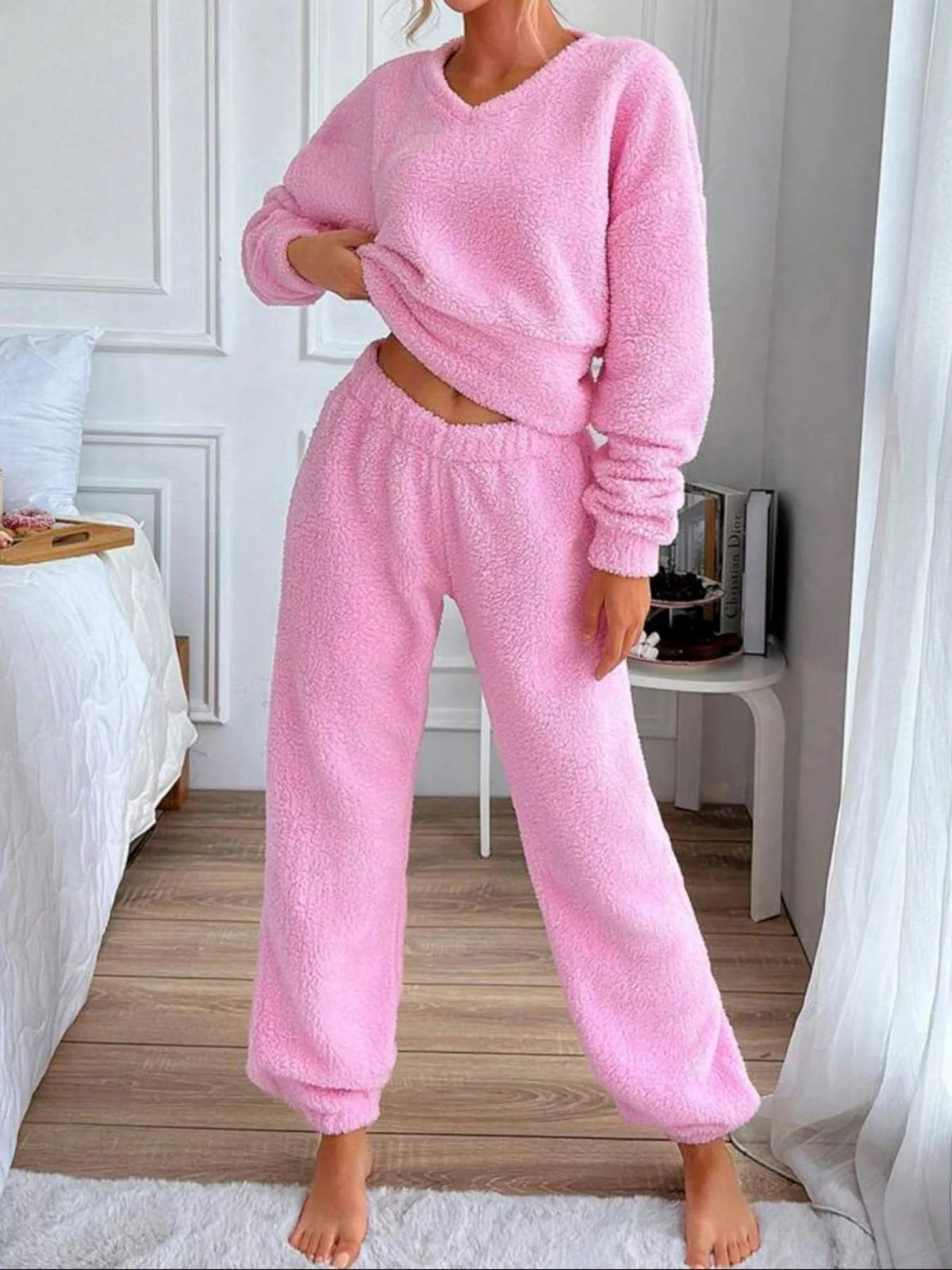 Women Suits Outfit Home Comfort Set for Warm Long Sleeves Elastic Waist Trousers in Autumn and Winter Women Clothing 2 Piece Set
