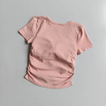 Big round Neck Yoga T-Shirt Short-Sleeved Slimming Sports Top with Fixed Chest Cushion for Running Pilates Summer Stretch