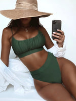 Bikini 2026 Sexy Solid High Waist Pleated Swimwear Swimsuit Women Bikinis Set Bathing Suit Beach Bikini Female Push Up Banadores