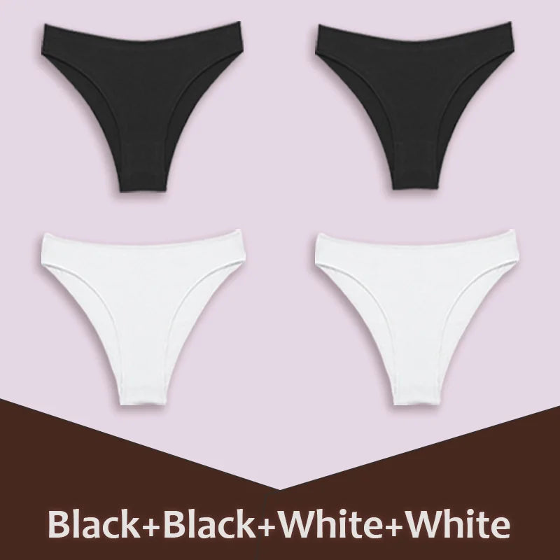 4Pcs Women's Cotton Briefs Seamless Women Sexy Panties Intimates Solid Color Breathable Underwear Female Low Waist Soft Lingerie