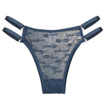 Love Letter Print Women Briefs Mesh Transparent Ring Buckle Adjustable Hollow-out Underwear Low-waist Panties String Lingerie
