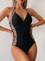 Vintage Swimwear Womem Black Zebra Print Patchwork V Neck Slimming Tummy Control One Piece Swimsuit 2025 Bathing Suit Monokini