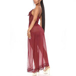 Sexy Long Underwear Dresses for Women Lace SeeThrough Nightgown Erotic Ladies Lingerie Sleepwear Nightgown