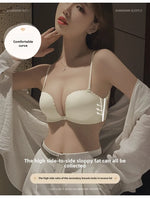 Front Button Underwear Women's Small Chest Pull Up To Show Large Summer Thin Collection Breast Anti-sag White Thin Strap Bra