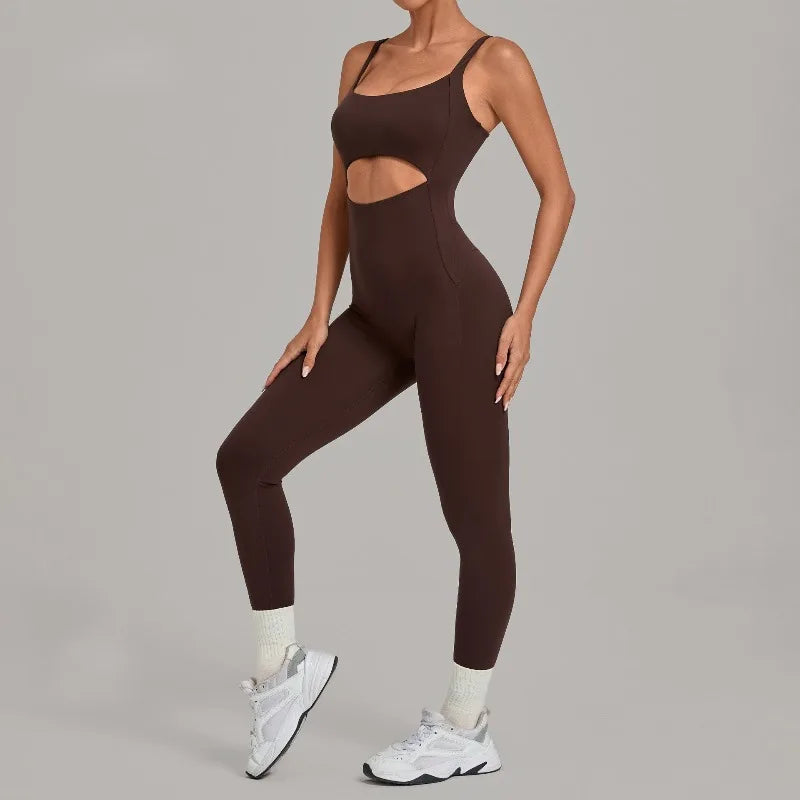 Women's Seamless Yoga Jumpsuits Sports Gym Fitness Backless Sleeveless Hip-lifting Pants One-piece Training Workout Bodysuits