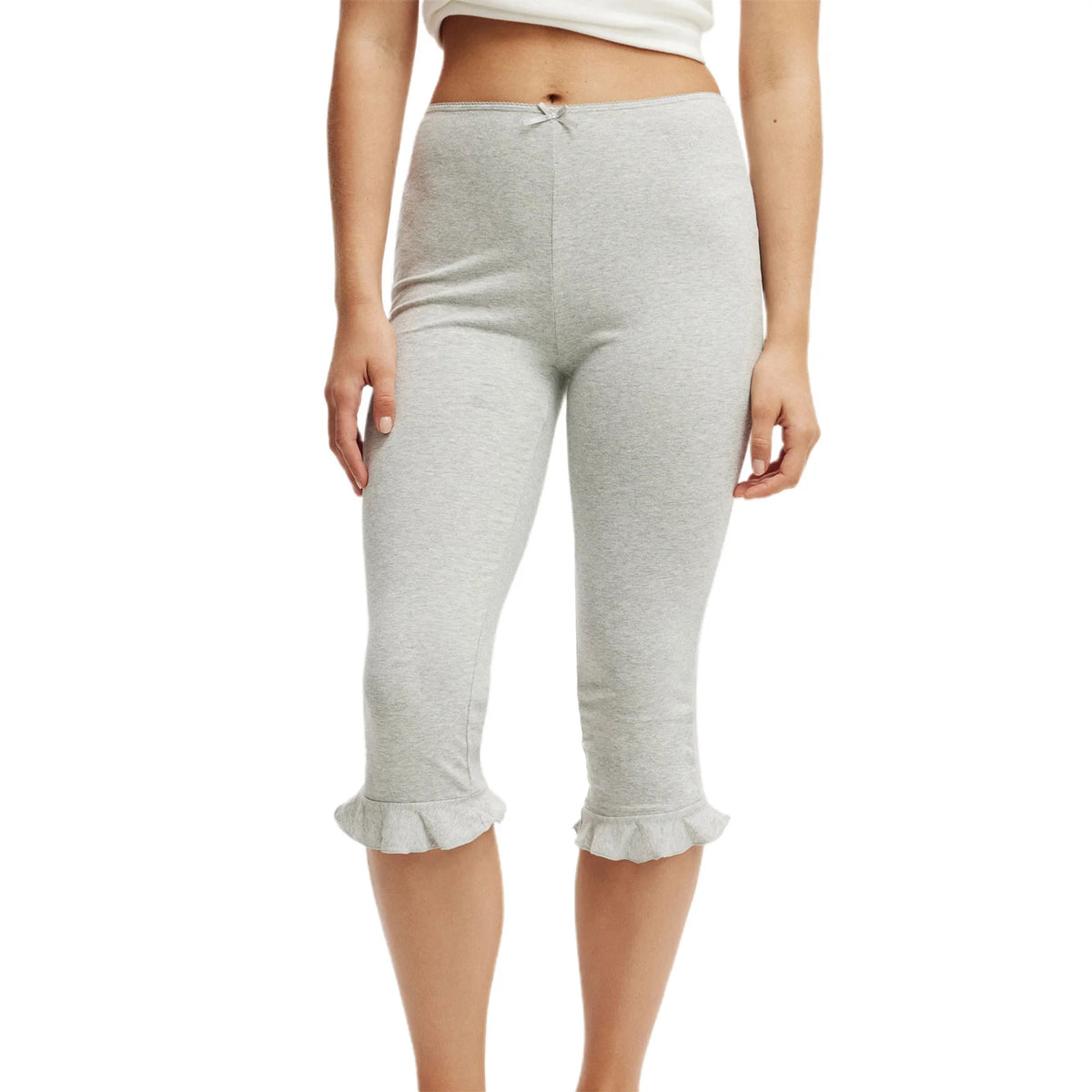 Womens Summer Capris Bow Tie Solid Color Elastic Tight Slim Fit Flared Pants Fashion Casual Comfortable Cropped Pants