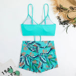2025 Summer High Waist Swimsuit Bikini Sets with Shorts Female Swimwear Beach Wear Two-piece Bathing Suit Sports Women Clothing