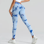 Boho Tie Dye High Waist Knit Elastic Fitness Yoga Tights Butt Lifting Workout Pants for Women