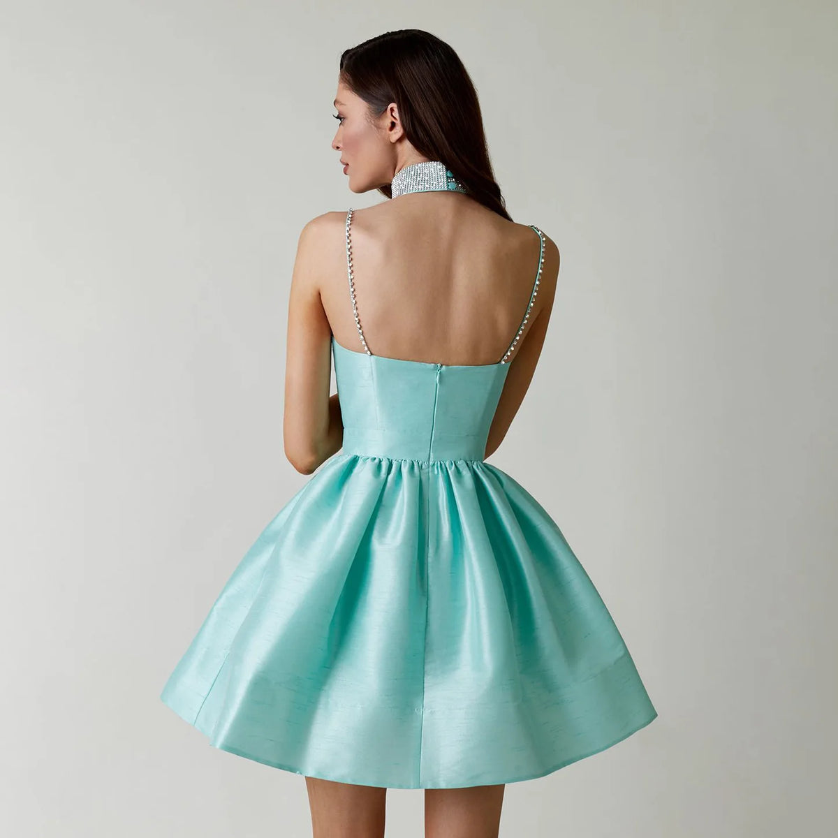 Party Dresses For Women Diamond Spaghetti Strap Solid Color Low Cut Sexy Mini Evening Dress Fashion Elegant Banquet Chic Vestido