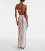 Summer Wavy Stripes Slim Long Dresses Women Sexy Backless Slant Collar Sleeveless Dress Fashion Beach Vacation Style Vestidos