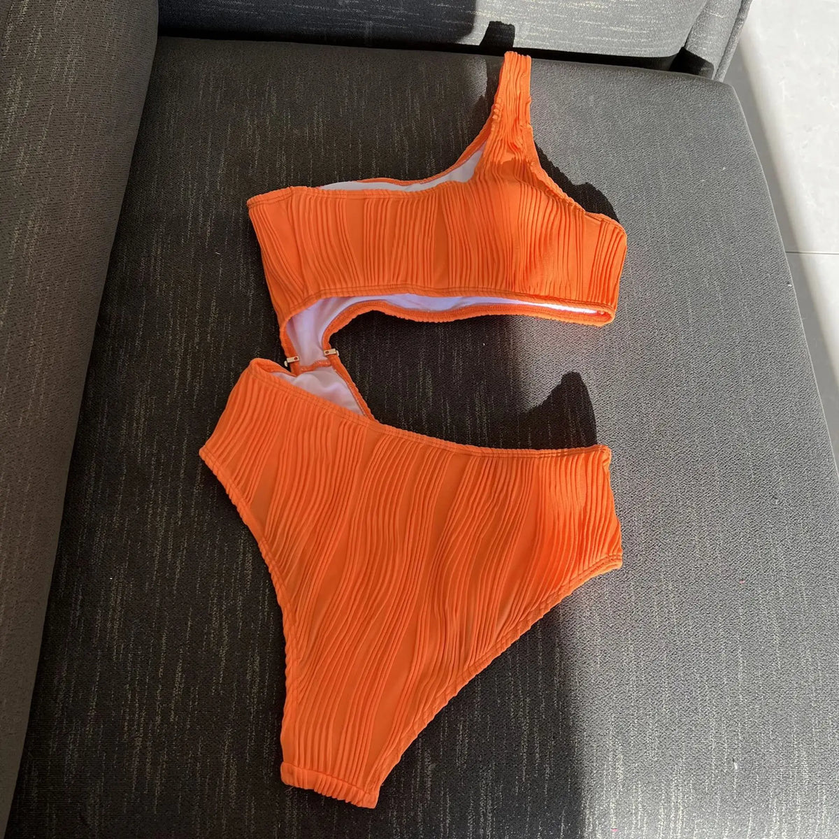 2026 Solid White One Piece Swimsuit Women Sexy Irregular Hollow Out Bikini One Shoulder Backless Monokini Summer Beach Swimwear