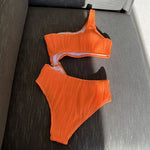 2026 Solid White One Piece Swimsuit Women Sexy Irregular Hollow Out Bikini One Shoulder Backless Monokini Summer Beach Swimwear
