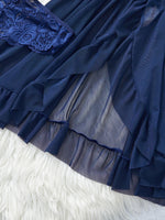 Transparent Blue Lingerie Women Underwear Sleepwear Lace Nightdress And Panties Pijamas Set Female Nighty