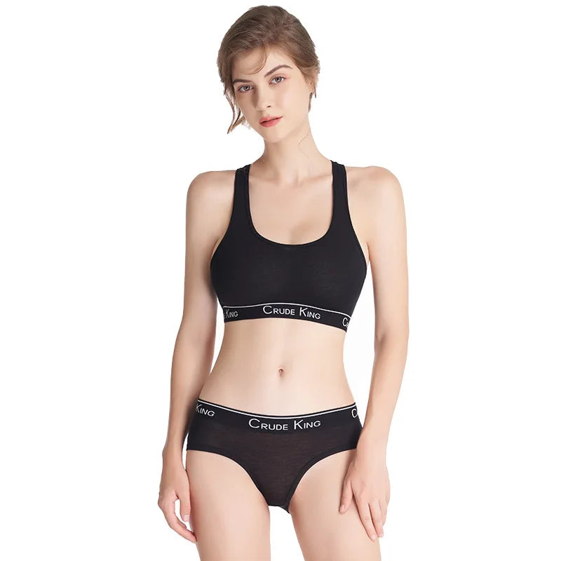 Fashion Letter Print Top Sexy Beauty Back Tube Top Women's Underwear Set Breathable Seamless Female Lingerie Suit