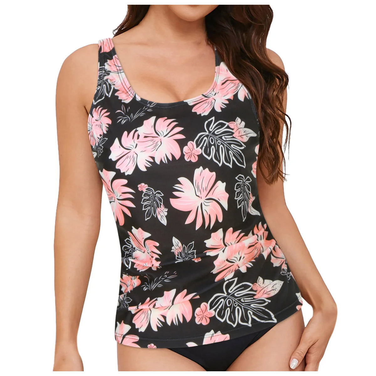 Women Tankini Swimwear Tops Full Coverage Swimsuit Floral Leopard Print Swim Vest Bathing Suit Swimming Suit Summer Beach Wear