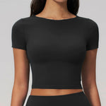 Brushed Yoga T Shirts Women Short Sleeve O Neck Slimming Sports Top Breathable Gym Running Fitness T-shirt Workout Clothes