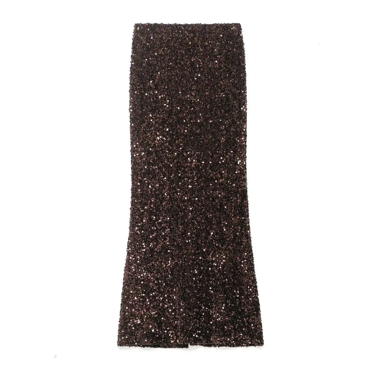 Women's Fashion Sequined Long Dress Womens Brown Sequin Mermaid Maxi Skirt High Waist Bodycon Flare Party Skirt Pure Desire N3OM