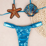 New Shiny Sequin Shell Starfish Bikini Set Women Sexy Push Up Pleate Thong Swimsuit Brazilian Beach Bathing Suit Micro Swimwear