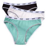 3Pcs/Set Women Low Waist Briefs Letter Waistband Casual Sport Style Panties Rib Knit Cotton Stretch Underwear Ladies Underpants