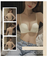 Front Button Underwear Women's Small Chest Pull Up To Show Large Summer Thin Collection Breast Anti-sag White Thin Strap Bra