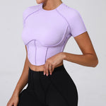 No Padded Women Yoga Sport T Shirts Fitness Clothes Short Sleeve Yoga Shirt Gym Top Running Active Wear Sport Tops