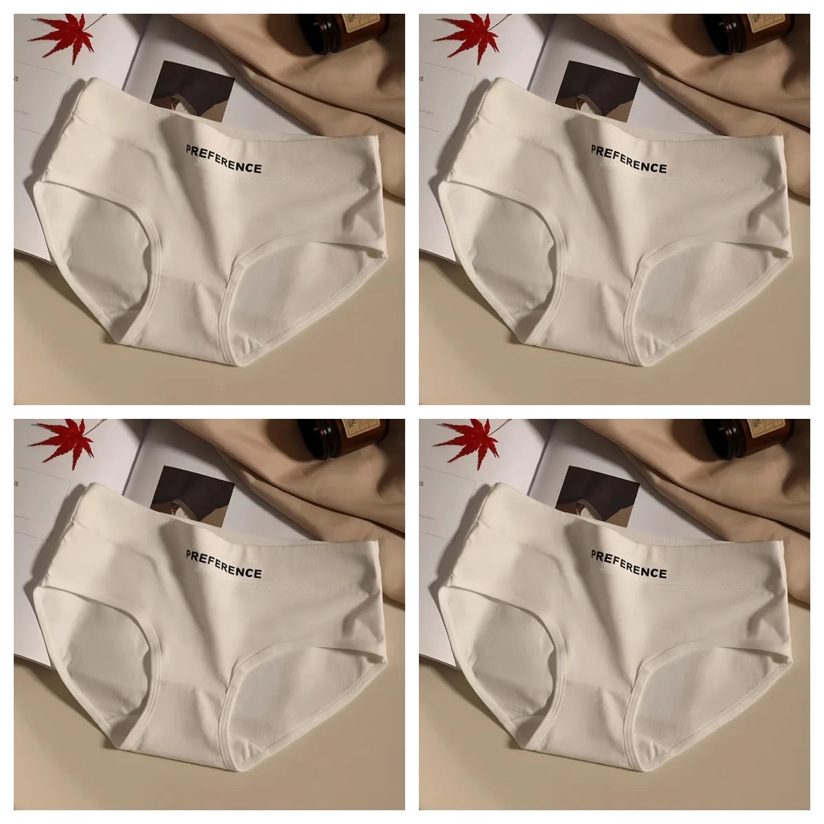 4Pcs/Set Cotton Panties Women Mid Waist Briefs Breathable Intimates Breathable Comfort Underwear M-2XL Soft Panties