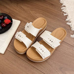 Thick Heel Sandals Women's Summer Outdoor Casual Double Buckle Beach Slippers Comfortable Lazy People Design Sensation