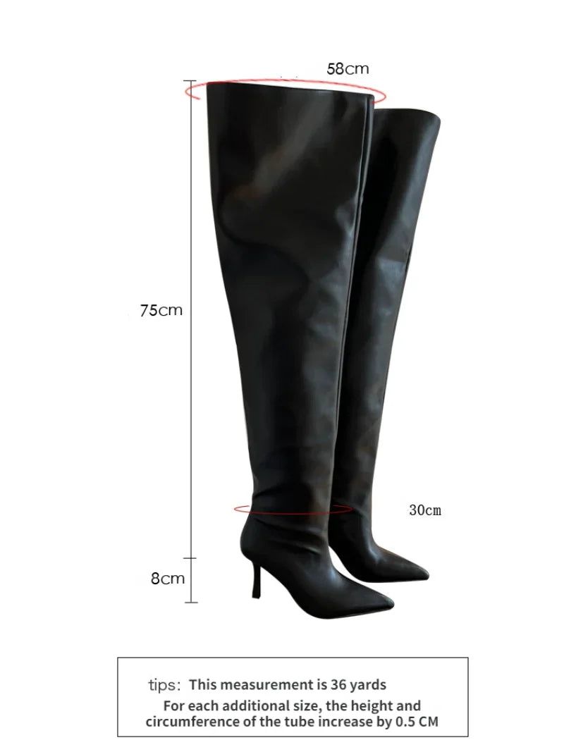 Boot Leg Long Boots Women European and American Fashion Sexy Pointed Thin High Heels Women Comfort Pleated Women's Boots 2023