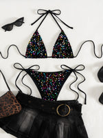 Sexy Sequin Blue Micro Bikini Set Women Shiny Push Up Bra Tie Side Triangle Swimsuit Summer Bathing Suit Holiday Swimwear 2026