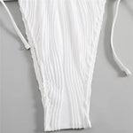 Sexy Backless One Piece Swimsuit Woman 2026 String Texture Swimwear Hollow Out Monokini High Cut Bathing Suit Deep V Neck Bather