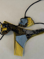 2026 Women Swimsuit Bold Leopard Print and Yellow Patchwork Bikini SetPerfect for Beach Wear and Pool Parties Summer Getaways