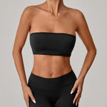 Padded Backless Bandeau Sports Bra Gym Women Crop Tube Top Seamless Yoga Top Sexy Workout Sportswear Push-up Fitness Underwear